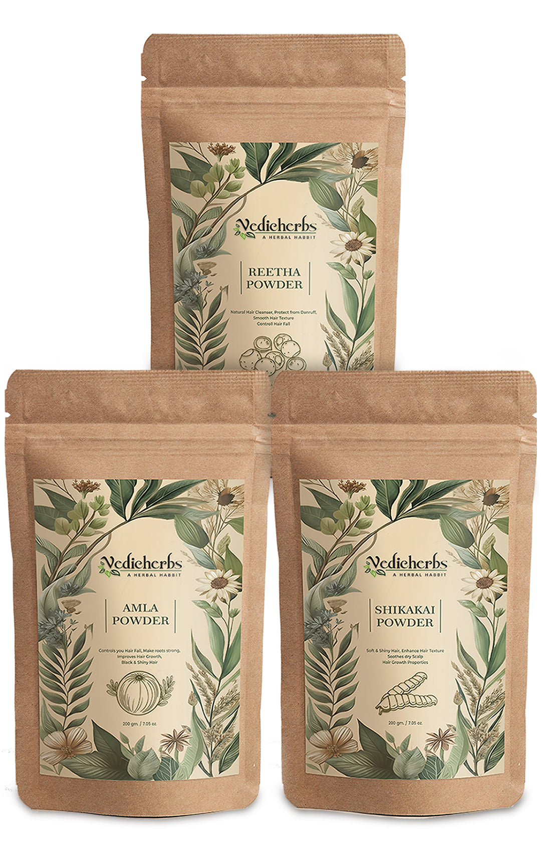 Amla Reetha Shikakai Powder Combo for Hair Growth (Pack of 3) 600 gm.
