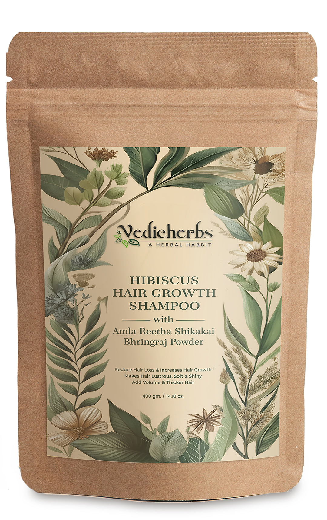 Vedicherbs Hibiscus Hair Growth Shampoo with Amla, Reetha, Shikakai & Bhringraj | 2-in-1 Herbal Hair Mask & Cleanser