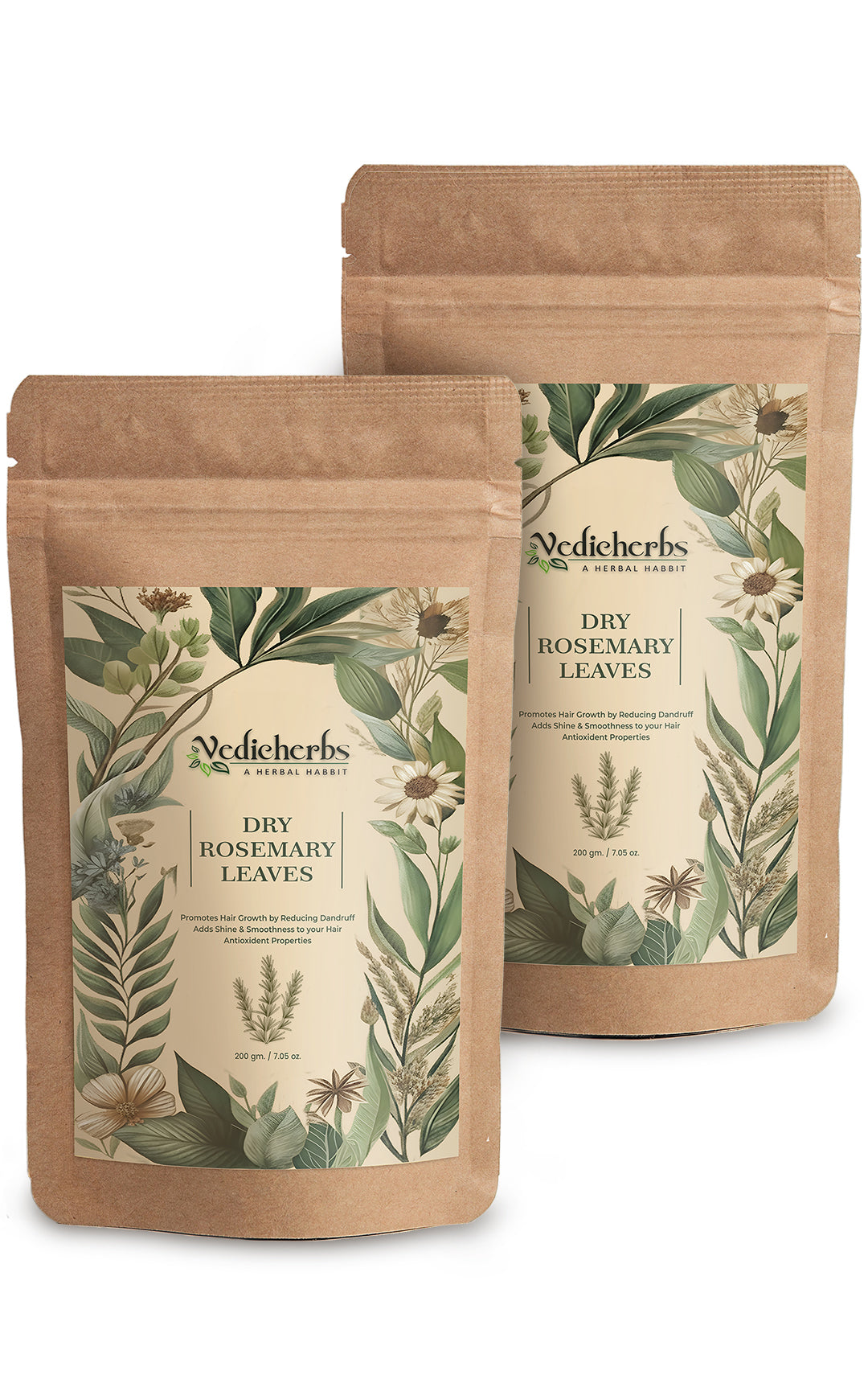 Vedicherbs Dry Rosemary Leaves for Hair Growth (Pack of 2) 200 gm Each