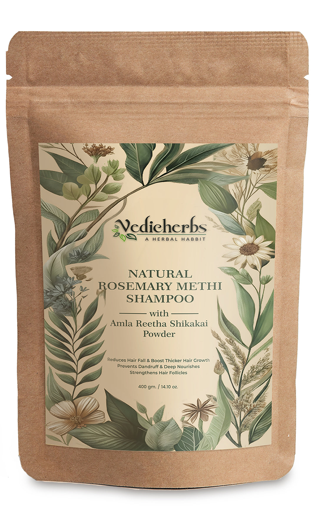 Vedicherbs Rosemary Methi Shampoo with Amla, Reetha & Shikakai | 2-in-1 Hair Mask for Hair Growth, Dandruff-Control & Thick Hair